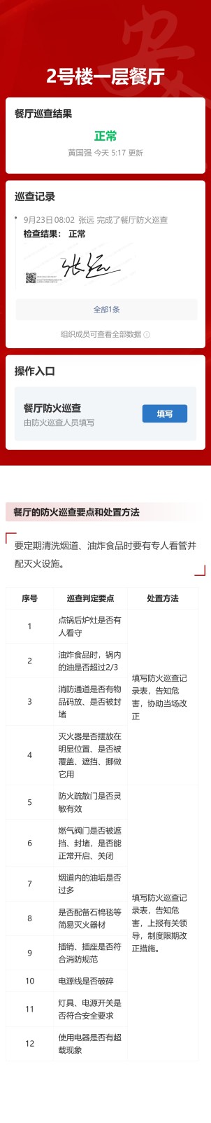 餐厅防火巡查预览图