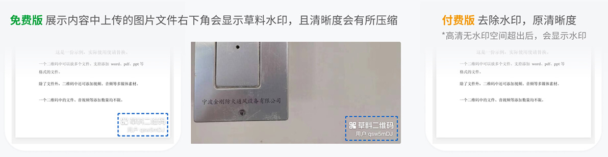  免费版图片文件：标清，显示草料水印