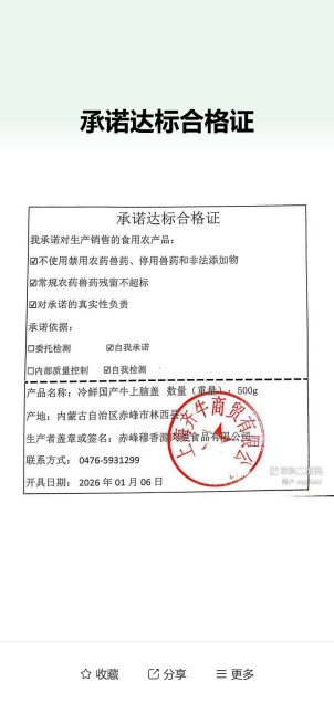 承诺达标合格证图片展示预览图