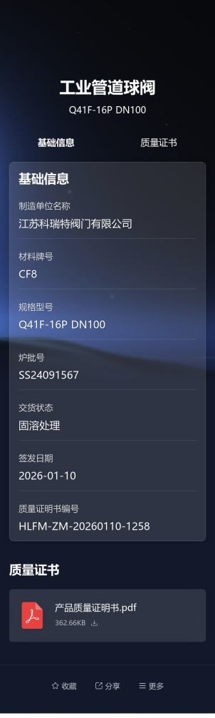 工业管道元件溯源信息预览图