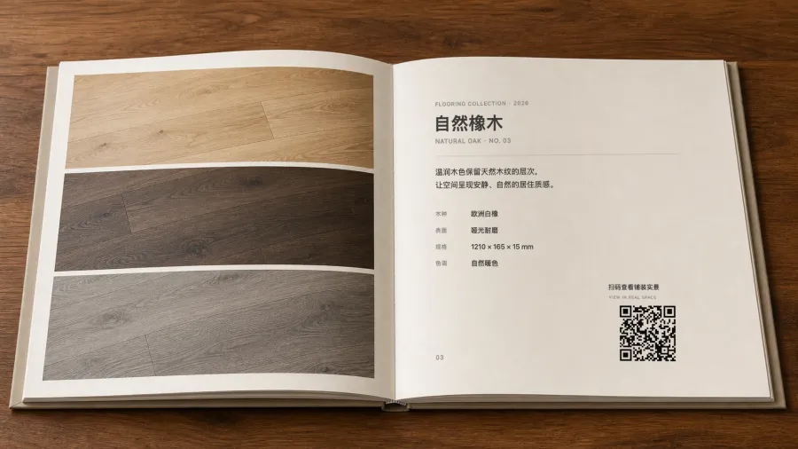 产品样册页面上印着二维码